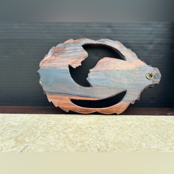 Mother & Child Wood Carving Wall Hanging Mid Century Art Two Tone Wood - Picture 2 of 4